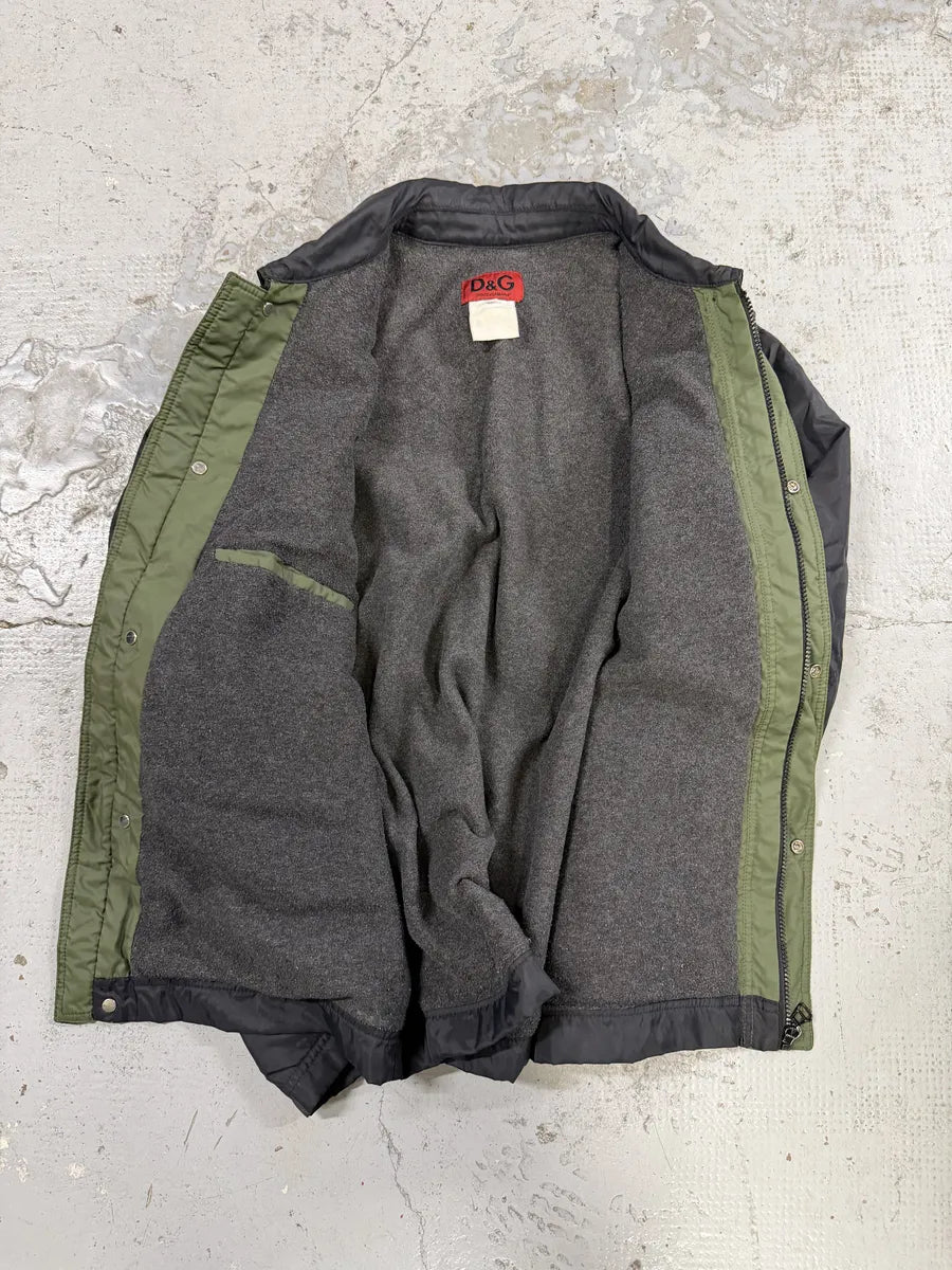 AW2003 Dolce & Gabbana Black & Khaki Green Nylon Jacket phJxZVi 6