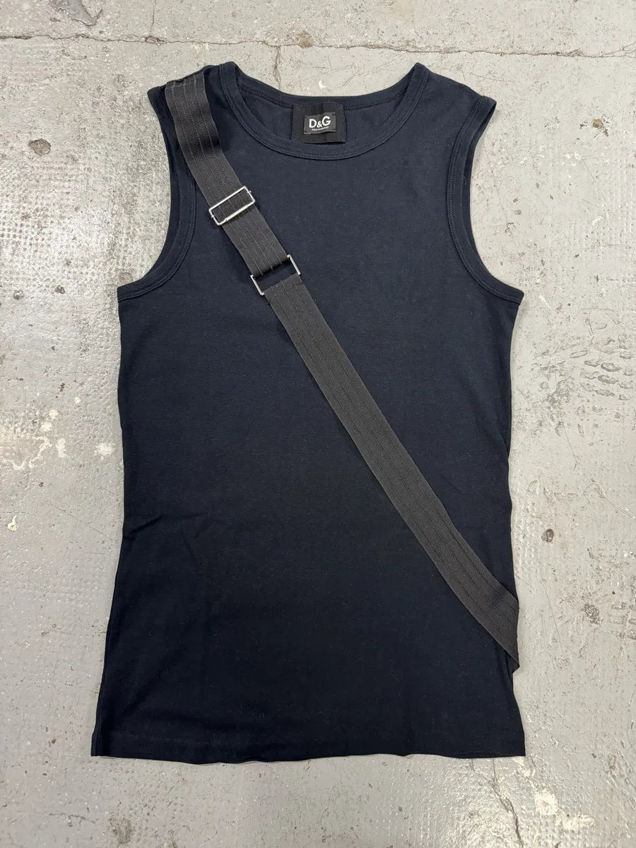 AW2003 Dolce & Gabbana Black Bondage Strap Tank Top (M) 0