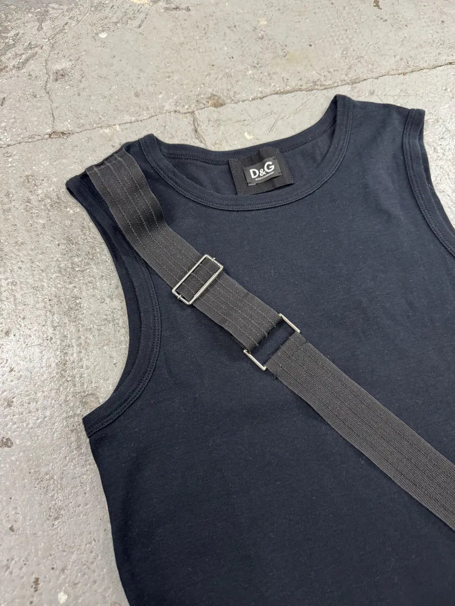 AW2003 Dolce & Gabbana Black Bondage Strap Tank Top (M) 4