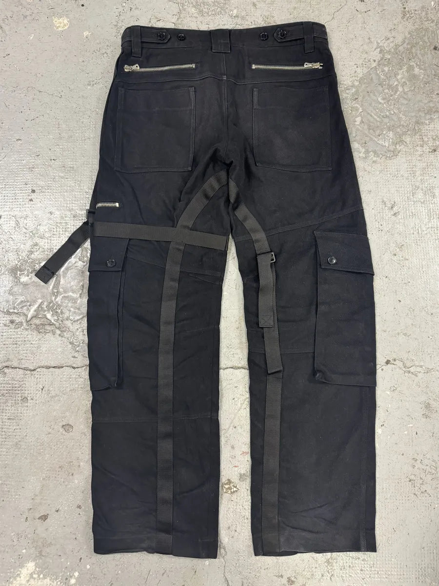 AW2003 Dolce & Gabbana Black Bondage Strapped Cargo Pants (L) UyjrwYK 2