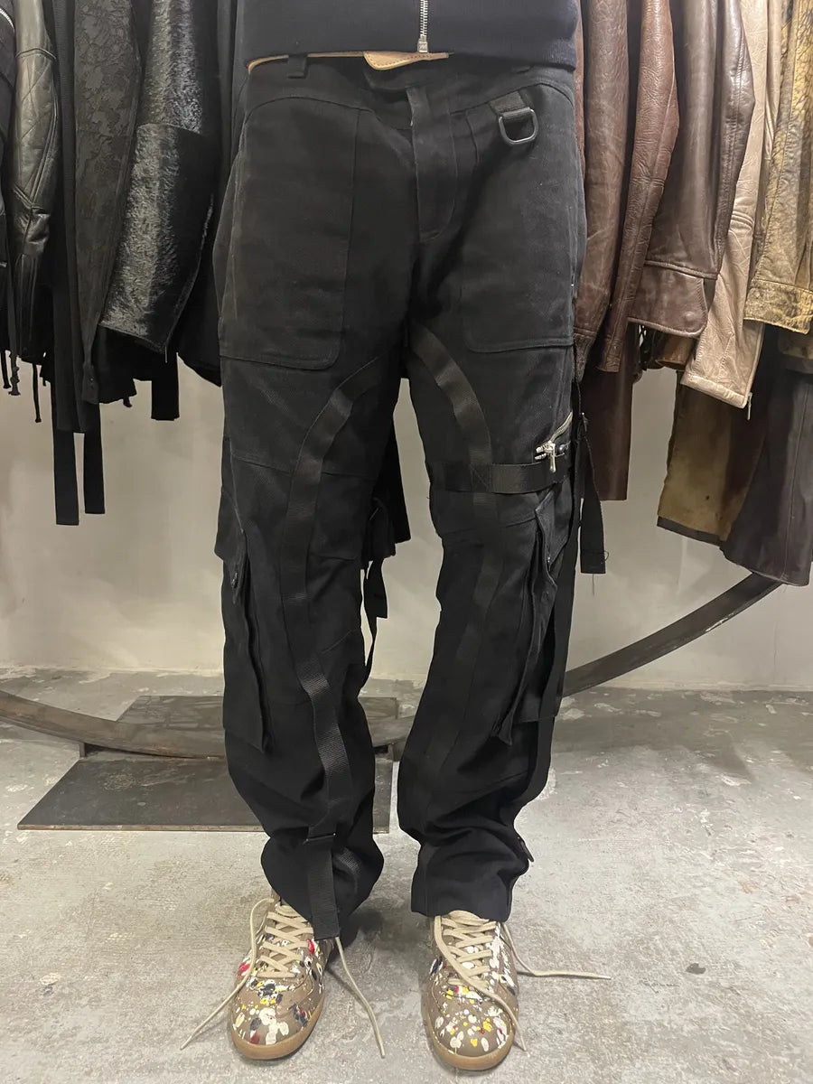AW2003 Dolce & Gabbana Black Bondage Strapped Cargo Pants (L) UyjrwYK 3