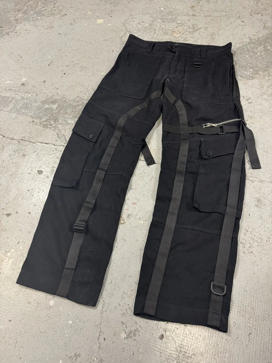 AW2003 Dolce & Gabbana Black Bondage Strapped Cargo Pants (L) UyjrwYK 6