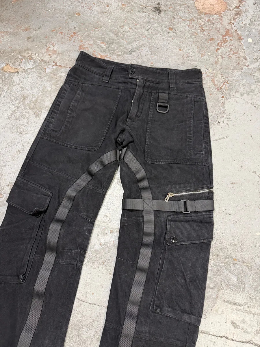AW2003 Dolce & Gabbana Black Cargo Straps Bondage Pants SQyVNwd 13