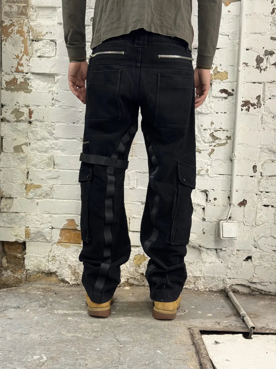 AW2003 Dolce & Gabbana Black Cargo Straps Bondage Pants SQyVNwd 4