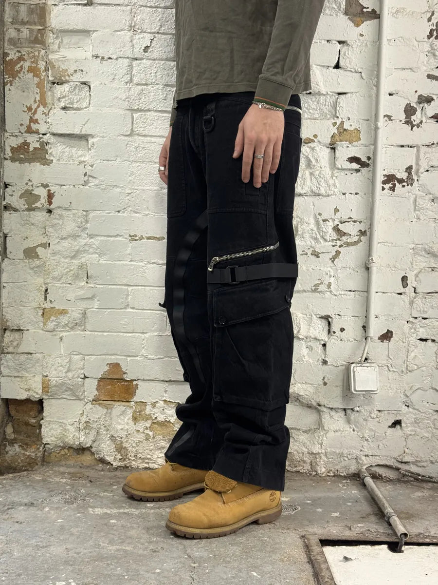 AW2003 Dolce & Gabbana Black Cargo Straps Bondage Pants SQyVNwd 5