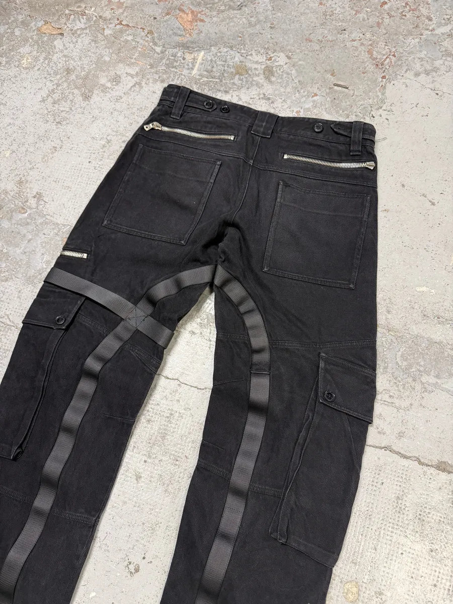 AW2003 Dolce & Gabbana Black Cargo Straps Bondage Pants SQyVNwd 6