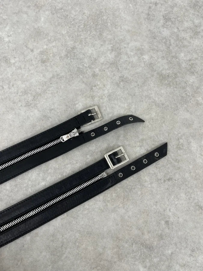 AW2003 Dolce & Gabbana Black Detachable Zip Leather Belt JTMytvS 2