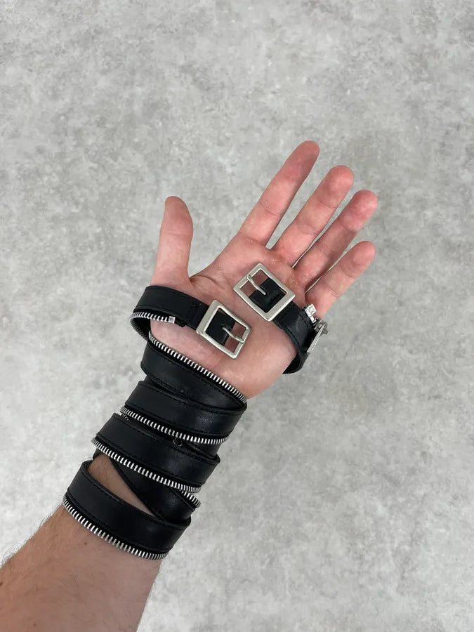 AW2003 Dolce & Gabbana Black Detachable Zip Leather Belt JTMytvS 3