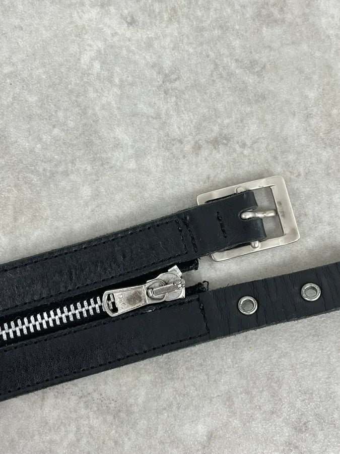 AW2003 Dolce & Gabbana Black Detachable Zip Leather Belt JTMytvS 6