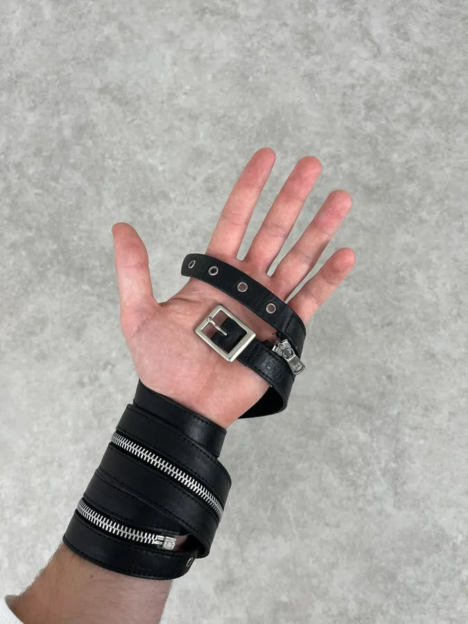 AW2003 Dolce & Gabbana Black Detachable Zip Leather Belt JTMytvS 1