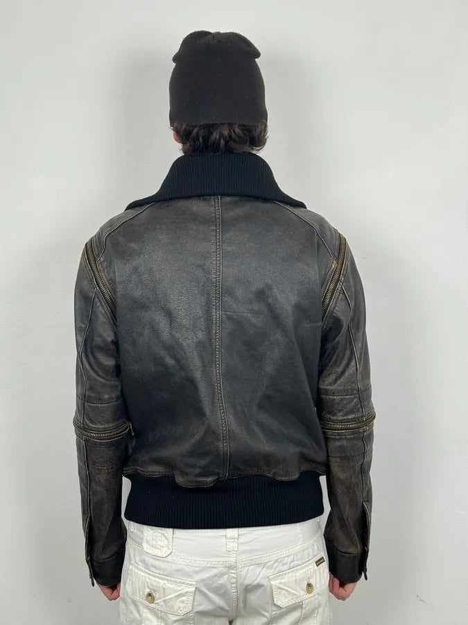 AW2003 Dolce & Gabbana Brown Faded Zip Bomber Cargo Pocket Jacket  GQflTHB 4