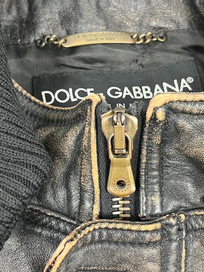 AW2003 Dolce & Gabbana Brown Faded Zip Bomber Cargo Pocket Jacket  GQflTHB 11