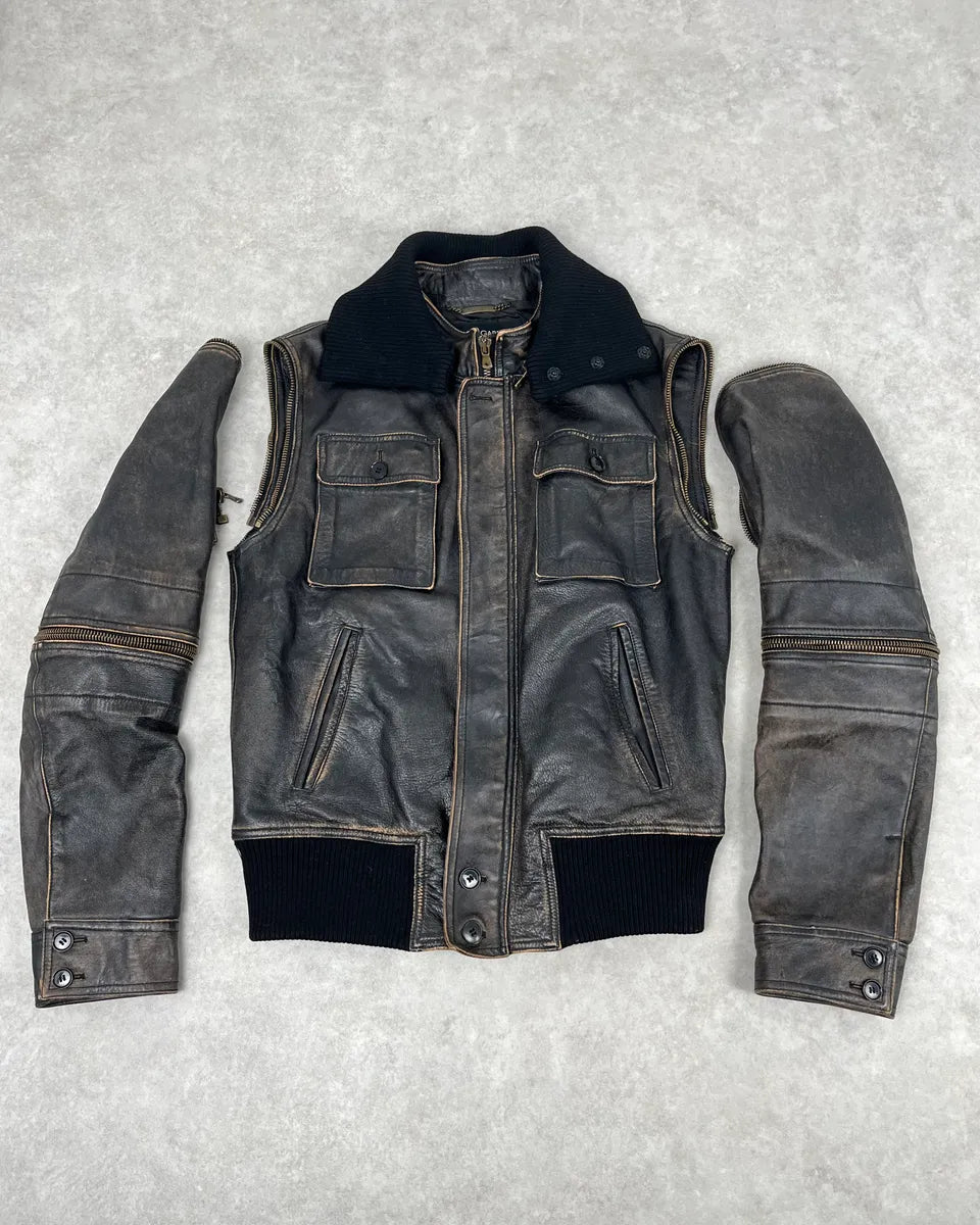 AW2003 Dolce & Gabbana Brown Faded Zip Bomber Cargo Pocket Jacket  GQflTHB 2