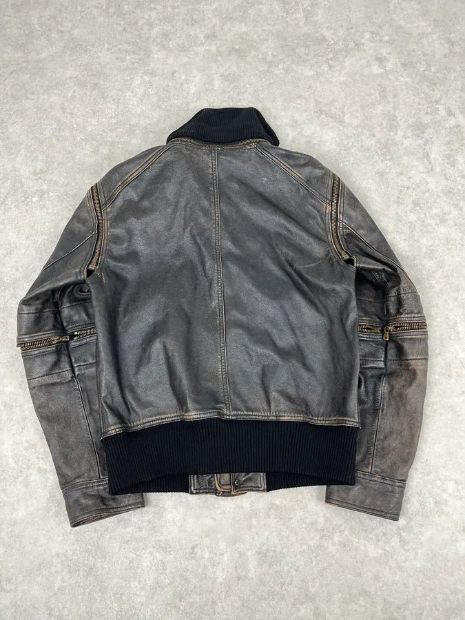 AW2003 Dolce & Gabbana Brown Faded Zip Bomber Cargo Pocket Jacket  GQflTHB 5