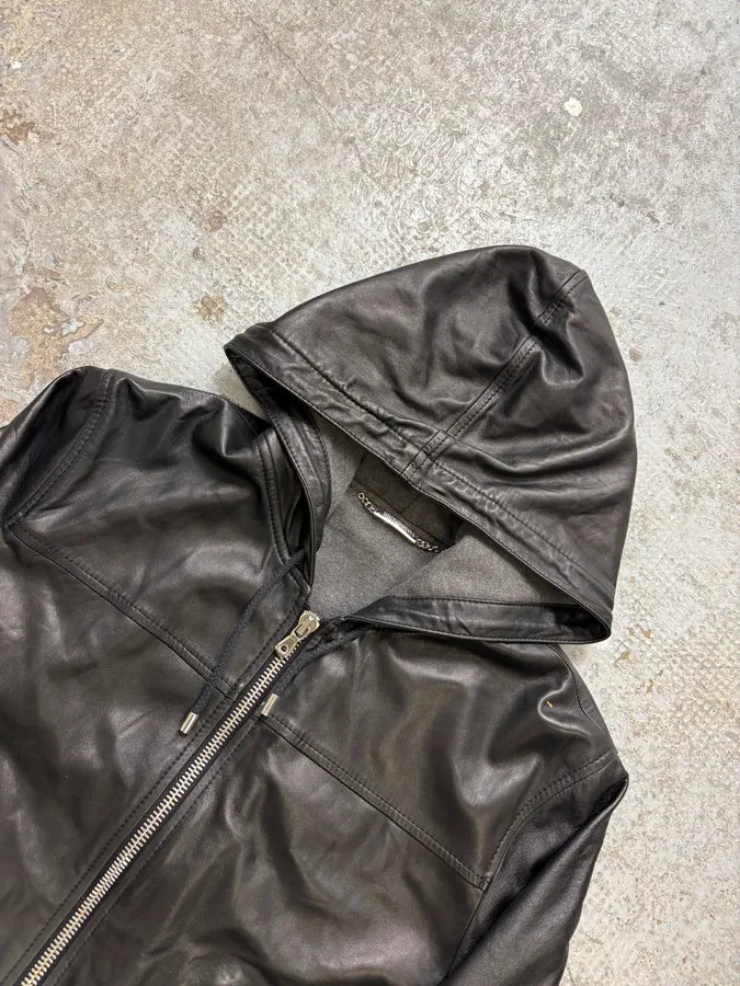 AW2003 Dolce & Gabbana Black Hooded Lambskin Bomber Jacket  rUsRCBY 4