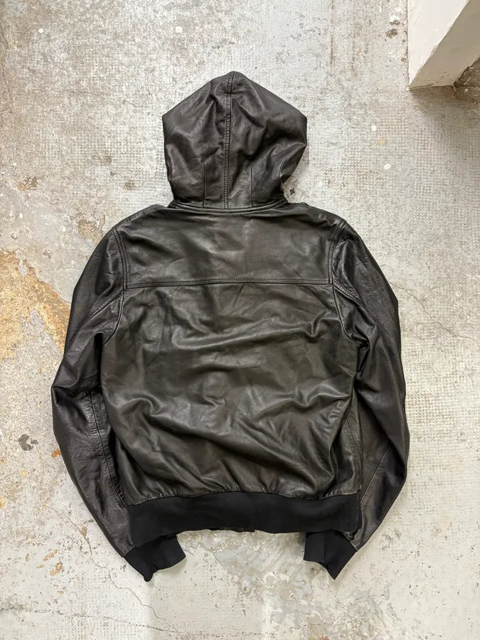 AW2003 Dolce & Gabbana Black Hooded Lambskin Bomber Jacket  rUsRCBY 5