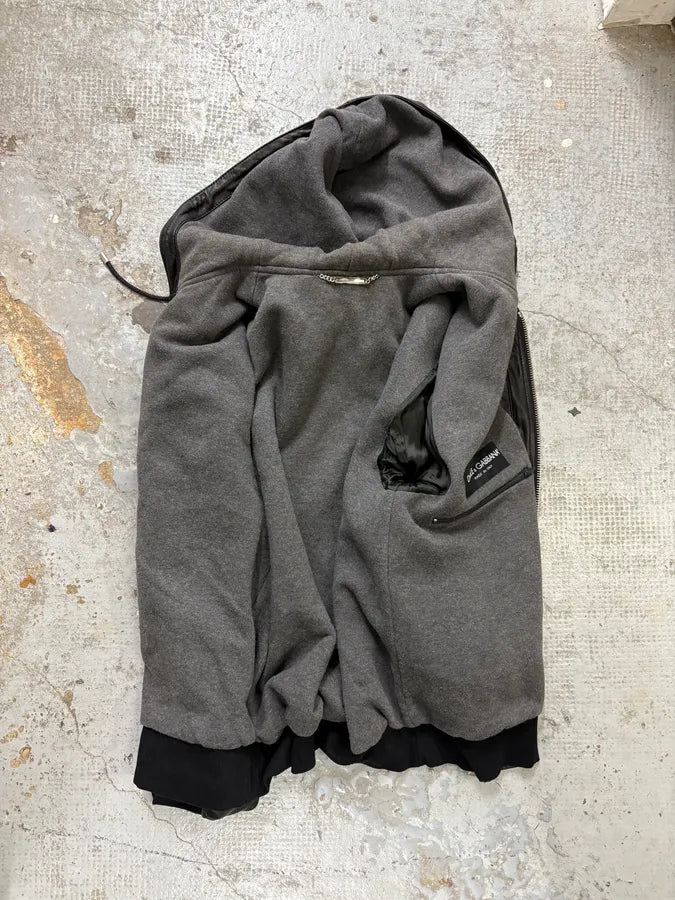 AW2003 Dolce & Gabbana Black Hooded Lambskin Bomber Jacket  rUsRCBY 7