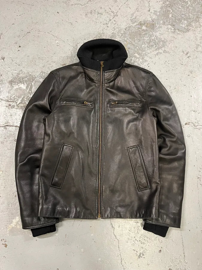 AW2003 Dolce & Gabbana Black Premium Leather Jacket lhucpch 0