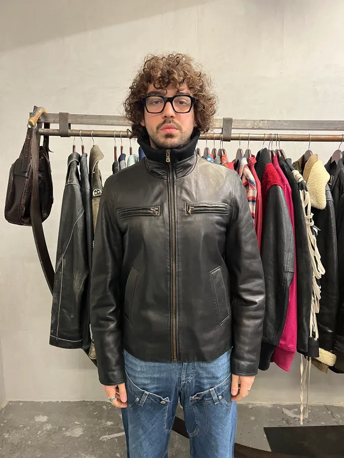 AW2003 Dolce & Gabbana Black Premium Leather Jacket lhucpch 1