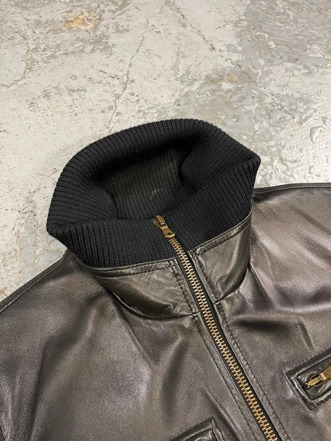 AW2003 Dolce & Gabbana Black Premium Leather Jacket lhucpch 3