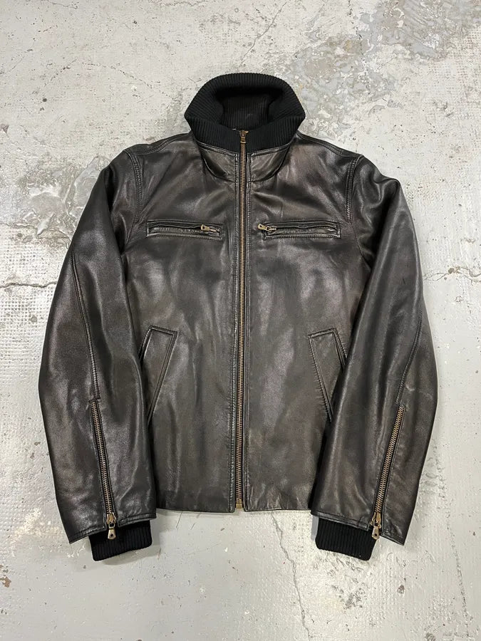 AW2003 Dolce & Gabbana Black Premium Leather Jacket lhucpch 6