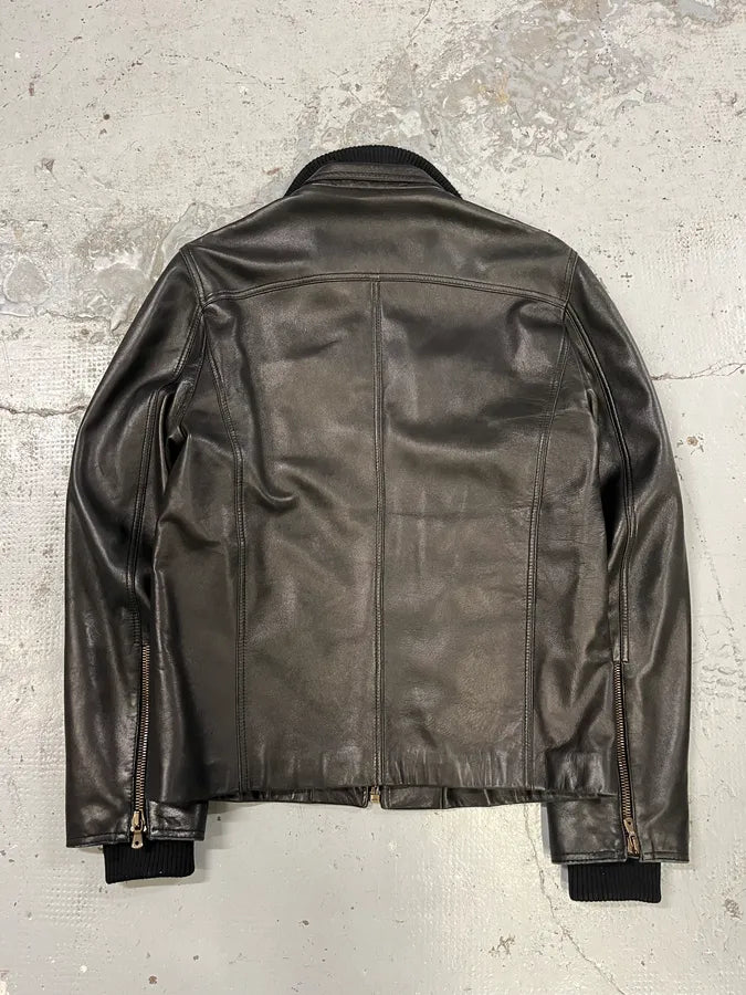 AW2003 Dolce & Gabbana Black Premium Leather Jacket lhucpch 7