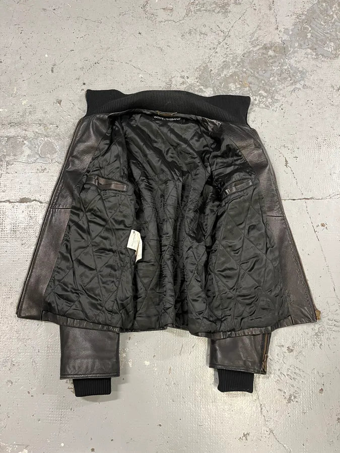 AW2003 Dolce & Gabbana Black Premium Leather Jacket lhucpch 8