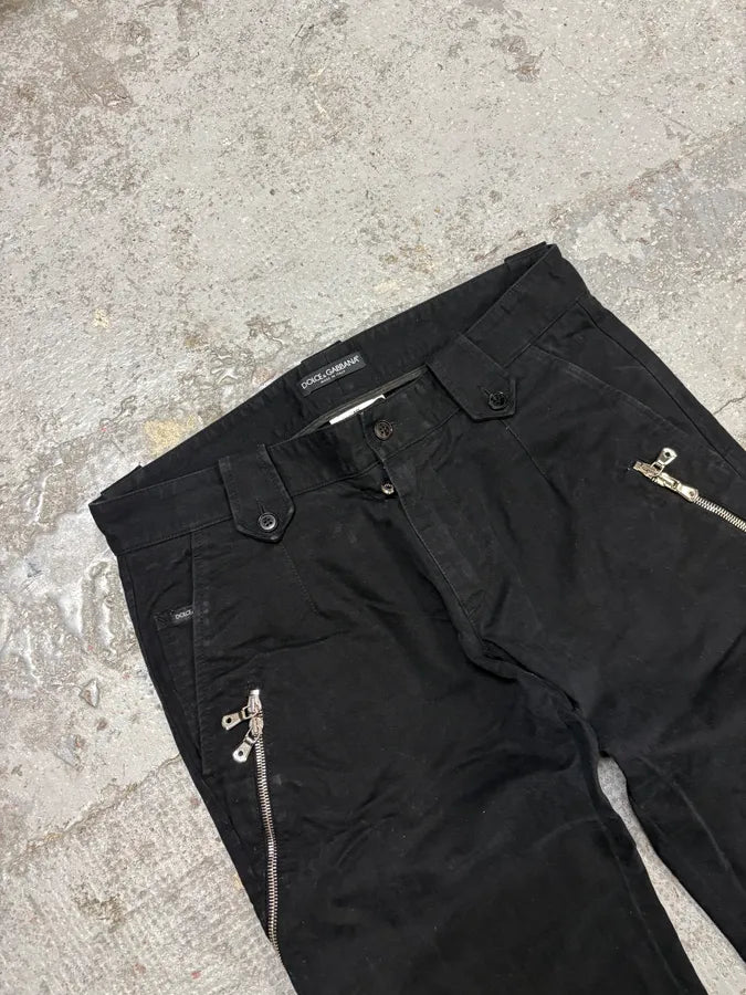 AW2003 Dolce & Gabbana Black Side Zips Anatomic Pants subDFVA 6