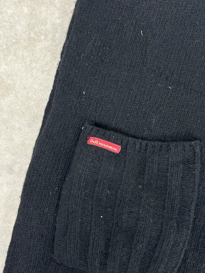 AW2003 Dolce & Gabbana Black Wool Pocket Scarf NbzPTyM 2