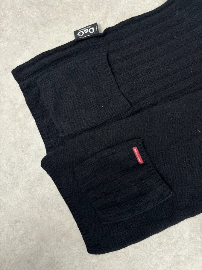 AW2003 Dolce & Gabbana Black Wool Pocket Scarf NbzPTyM 3