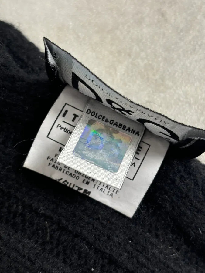 AW2003 Dolce & Gabbana Black Wool Pocket Scarf NbzPTyM 8