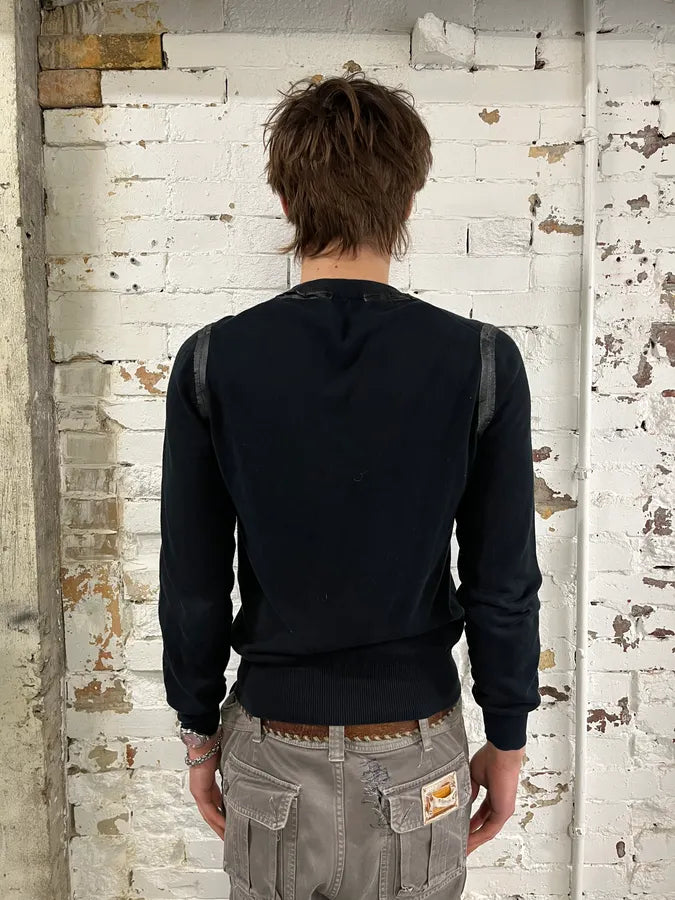 AW2003 Dolce & Gabbana Black Wool Tapes Sweater pqsbiua 2