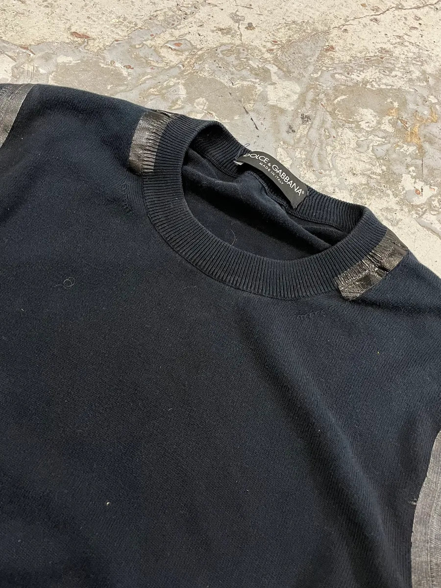 AW2003 Dolce & Gabbana Black Wool Tapes Sweater pqsbiua 4