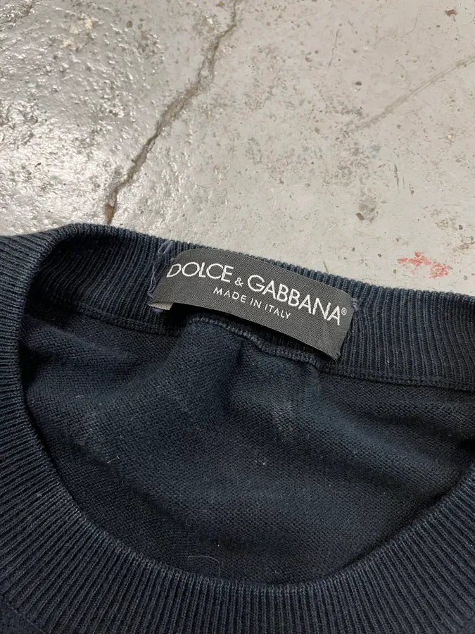 AW2003 Dolce & Gabbana Black Wool Tapes Sweater pqsbiua 7