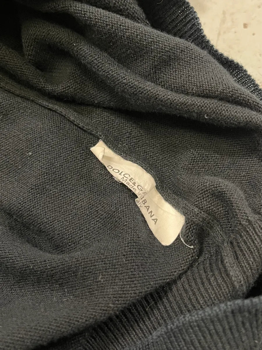AW2003 Dolce & Gabbana Black Wool Tapes Sweater pqsbiua 8