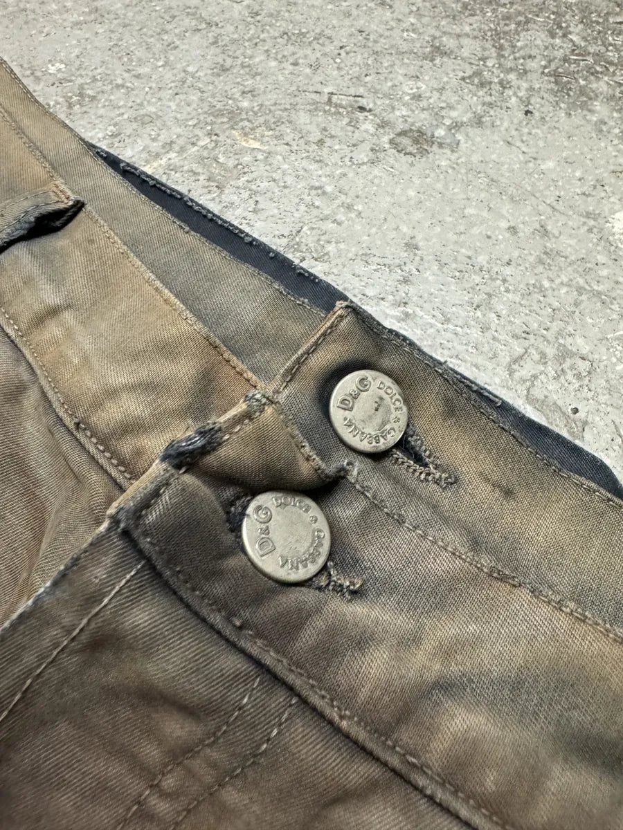 AW2003 Dolce & Gabbana Bleached Multi Pockets Beige/Dark Pants (M/L) mFQtQQw 11