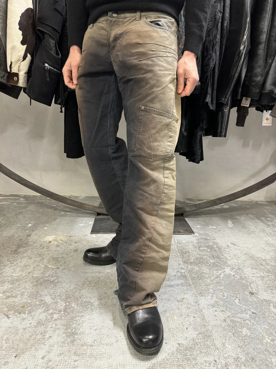 AW2003 Dolce & Gabbana Bleached Multi Pockets Beige/Dark Pants (M/L) mFQtQQw 2