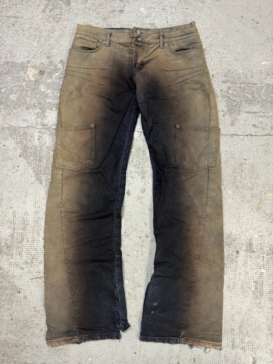 AW2003 Dolce & Gabbana Bleached Multi Pockets Beige/Dark Pants (M/L) mFQtQQw 3