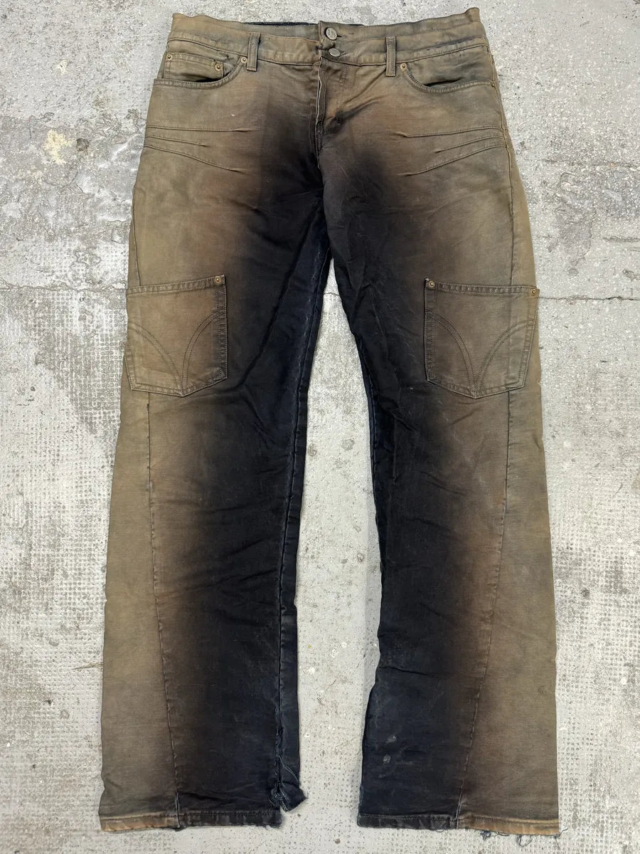 AW2003 Dolce & Gabbana Bleached Multi Pockets Beige/Dark Pants (M/L) mFQtQQw 5