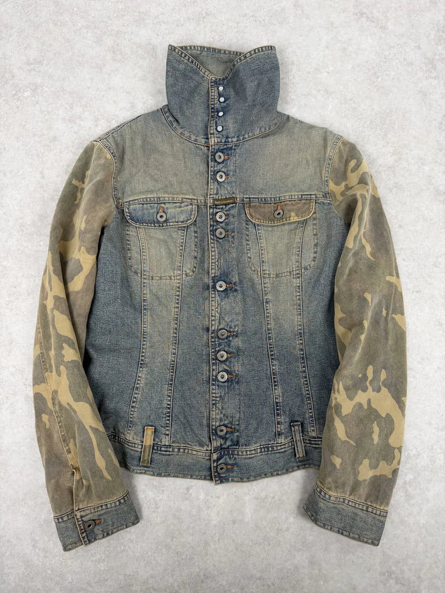 AW2003 Dolce & Gabbana Blue Denim Hybrid Camo Buttoned Jacket oglNoBe 0