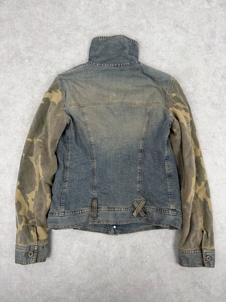 AW2003 Dolce & Gabbana Blue Denim Hybrid Camo Buttoned Jacket oglNoBe 1