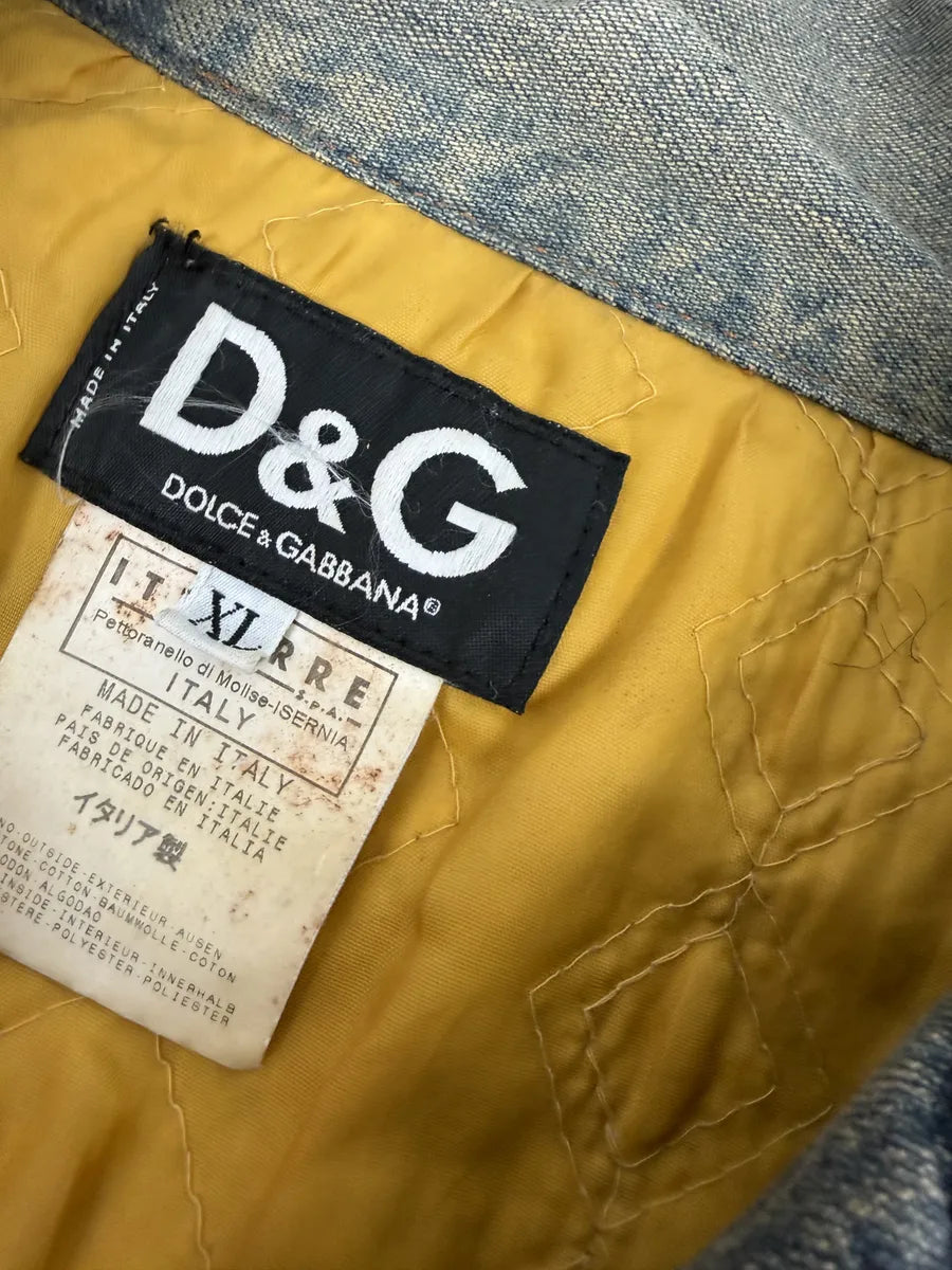 AW2003 Dolce & Gabbana Blue Denim Hybrid Camo Buttoned Jacket oglNoBe 10