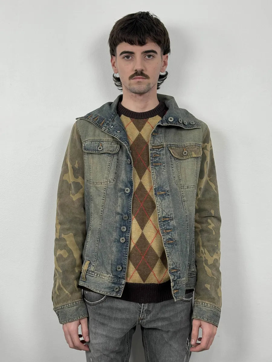 AW2003 Dolce & Gabbana Blue Denim Hybrid Camo Buttoned Jacket oglNoBe 2