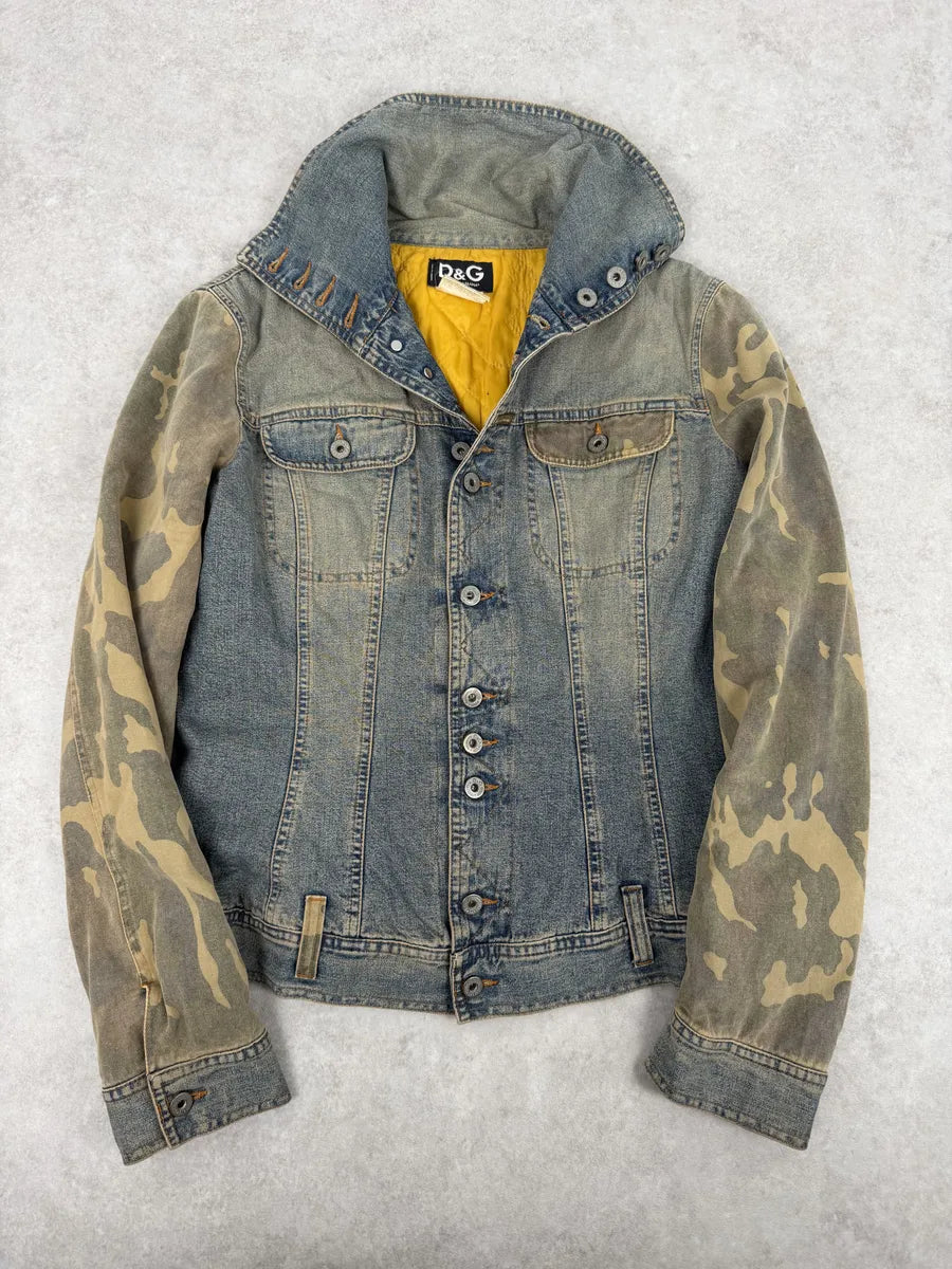 AW2003 Dolce & Gabbana Blue Denim Hybrid Camo Buttoned Jacket oglNoBe 3