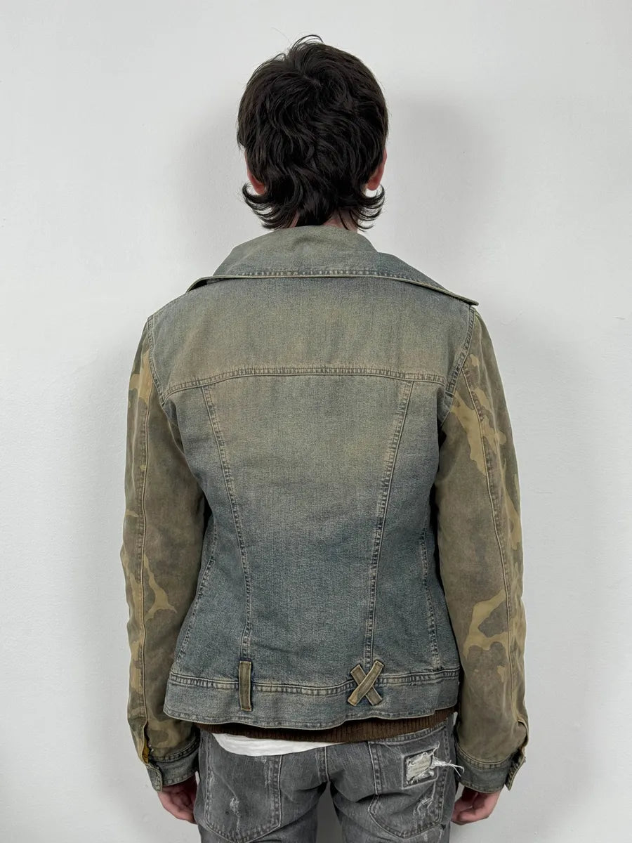 AW2003 Dolce & Gabbana Blue Denim Hybrid Camo Buttoned Jacket oglNoBe 4