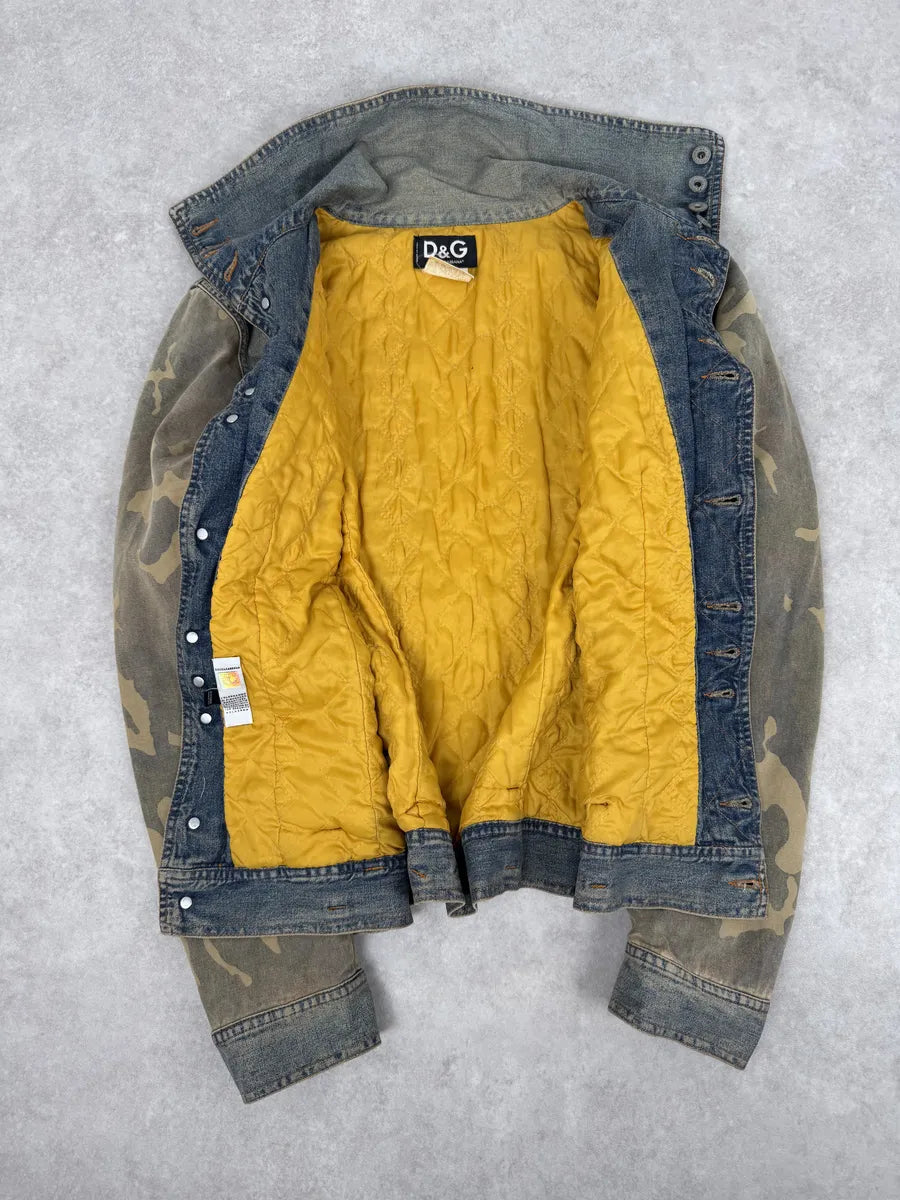 AW2003 Dolce & Gabbana Blue Denim Hybrid Camo Buttoned Jacket oglNoBe 5