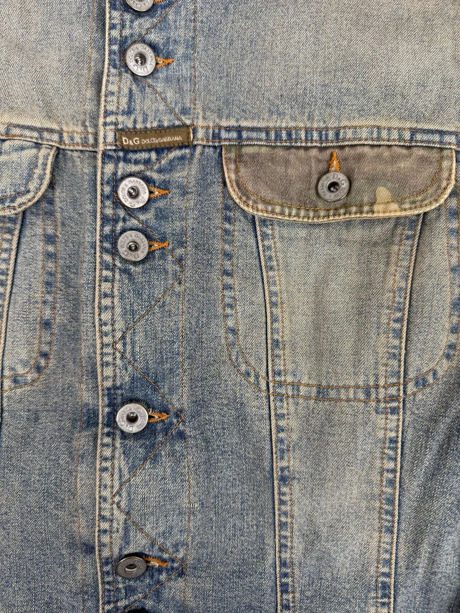 AW2003 Dolce & Gabbana Blue Denim Hybrid Camo Buttoned Jacket oglNoBe 6