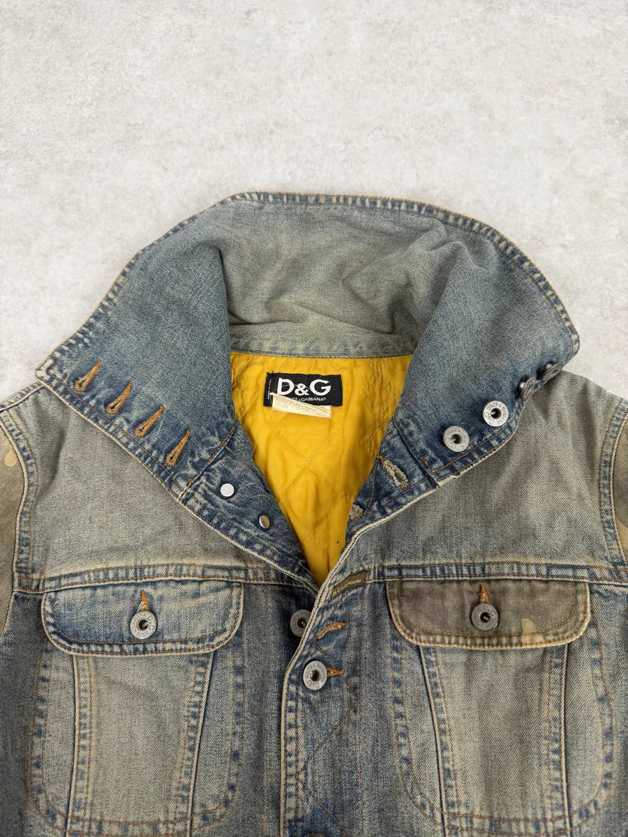 AW2003 Dolce & Gabbana Blue Denim Hybrid Camo Buttoned Jacket oglNoBe 9