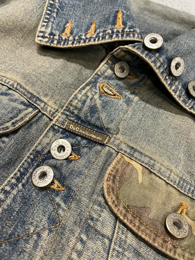 AW2003 Dolce & Gabbana Blue Denim Military Buttoned Jacket (S) GxxdQqx 9