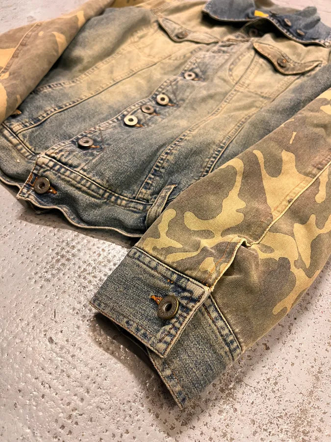 AW2003 Dolce & Gabbana Blue Faded Denim Camo Sleeves Jacket LFKFrPU 5